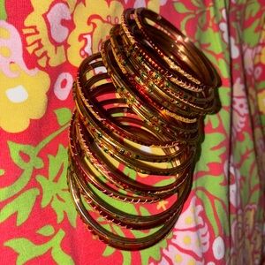 Elegant Gold and Green Bangle Set